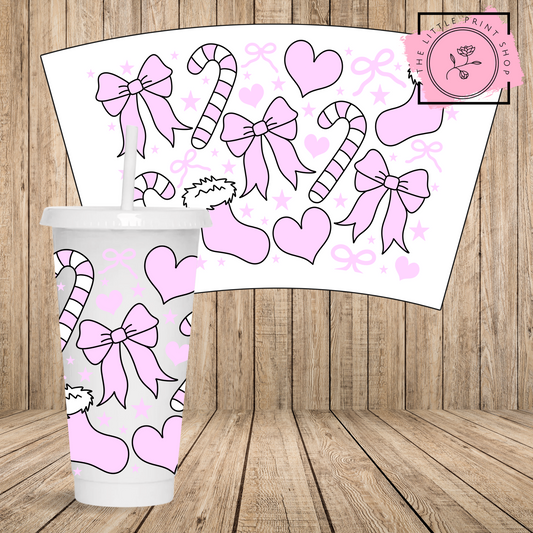 Pink Stocking - 24oz Printed UV DTF Wrap