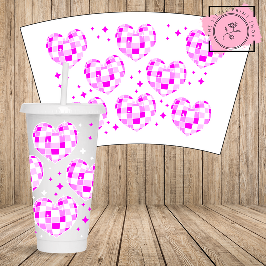 Disco Hearts - 24oz Printed UV DTF Wrap