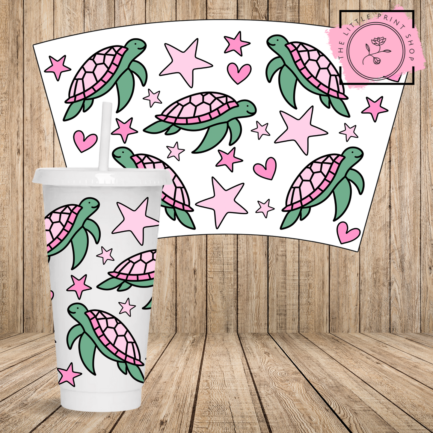 Pink Turtles - 24oz Printed UV DTF Wrap