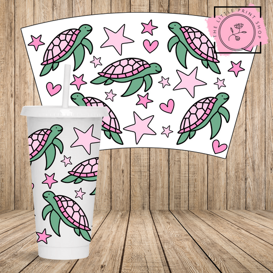 Pink Turtles - 24oz Printed UV DTF Wrap