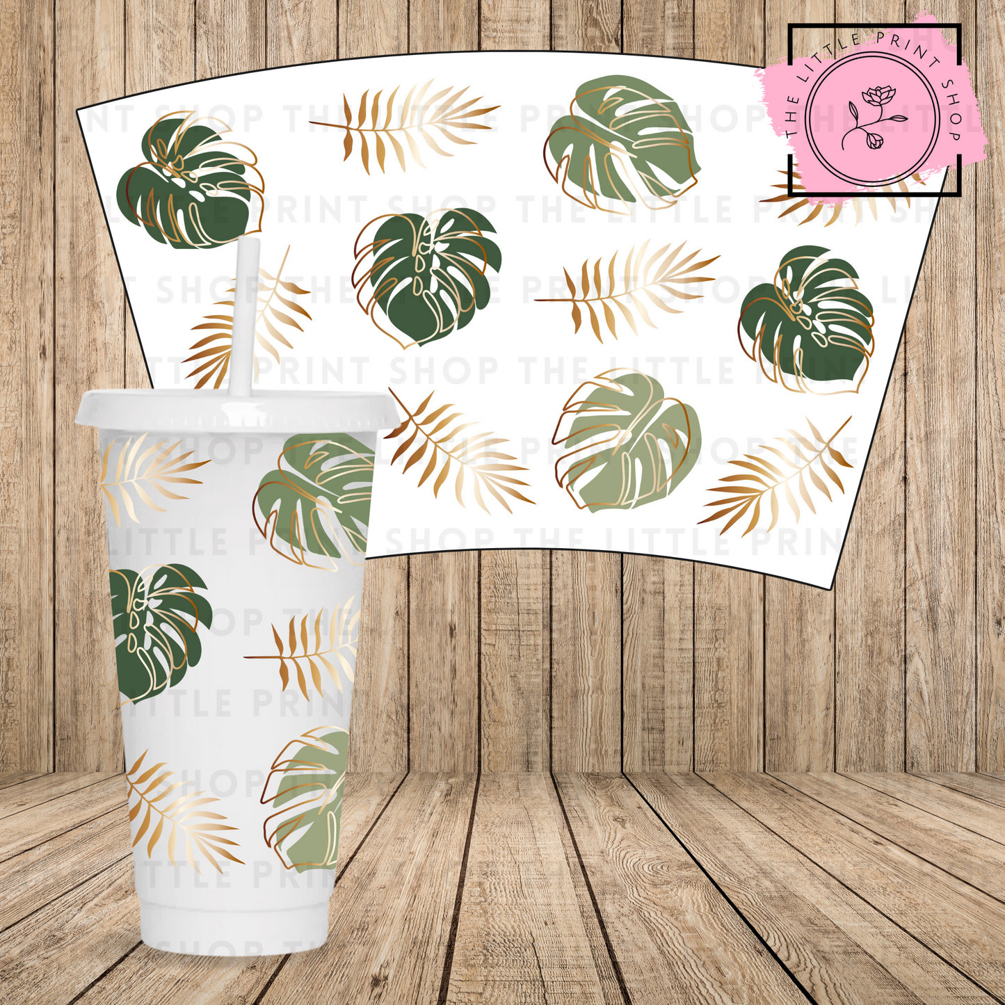 Abstract Leaf - 24oz Printed UV DTF Wrap