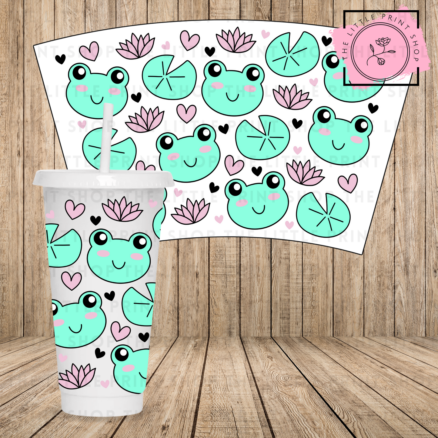 Frog Faces - 24oz Printed UV DTF Wrap