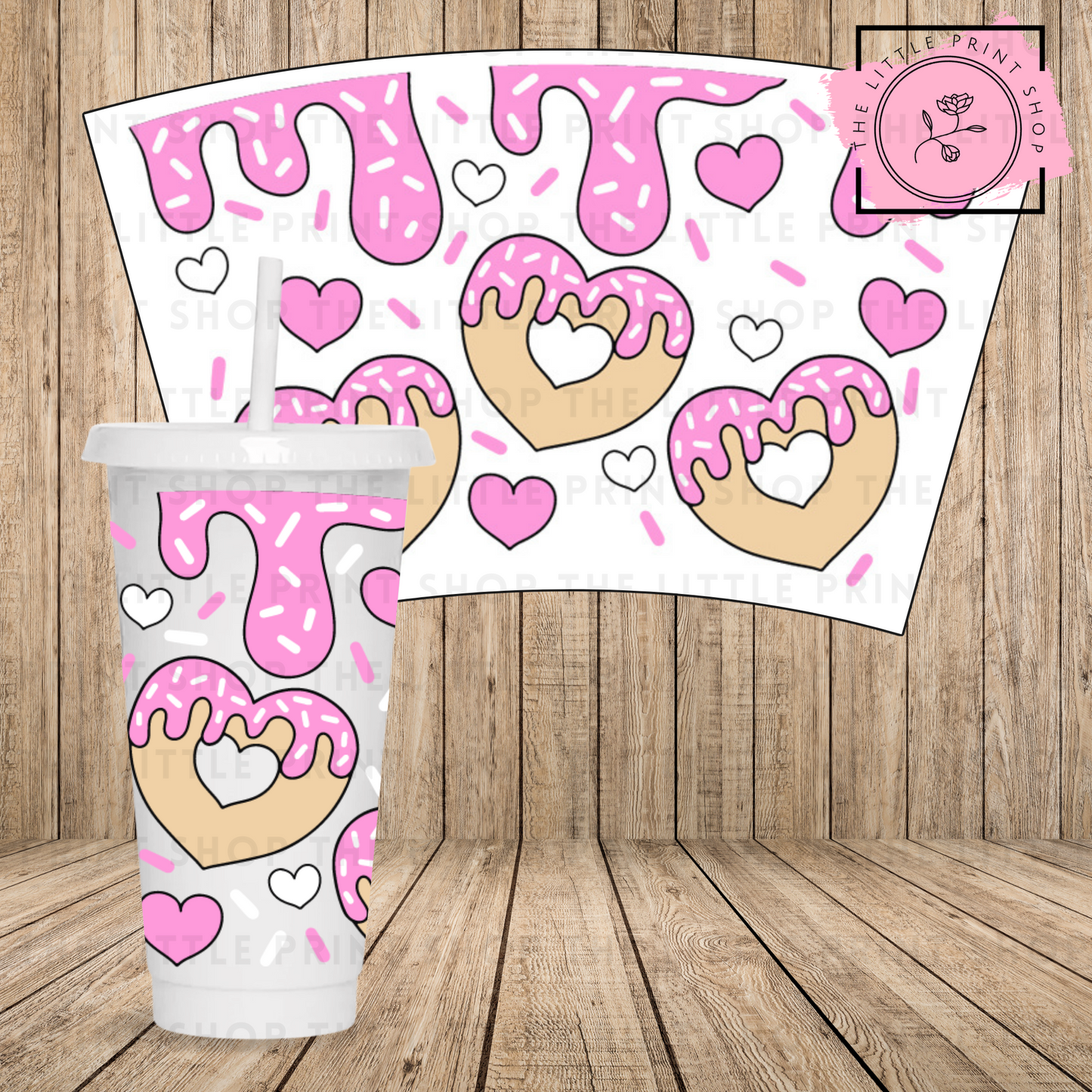 Doughnut Hearts - 24oz Printed UV DTF Wrap