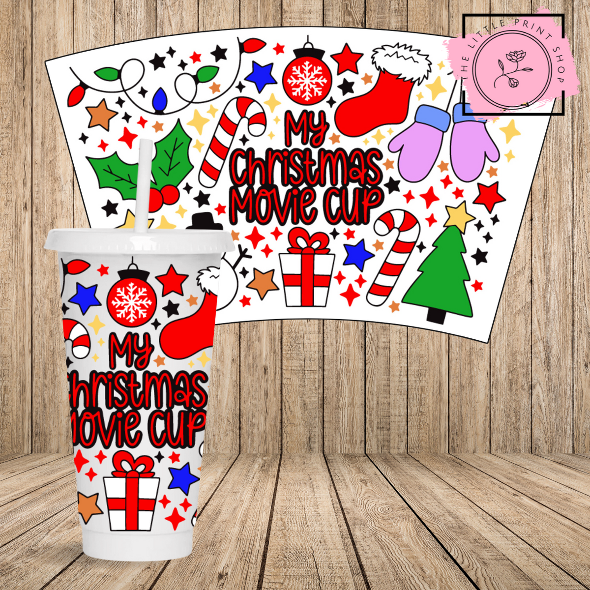 Christmas Movie Cup - 24oz Printed UV DTF Wrap