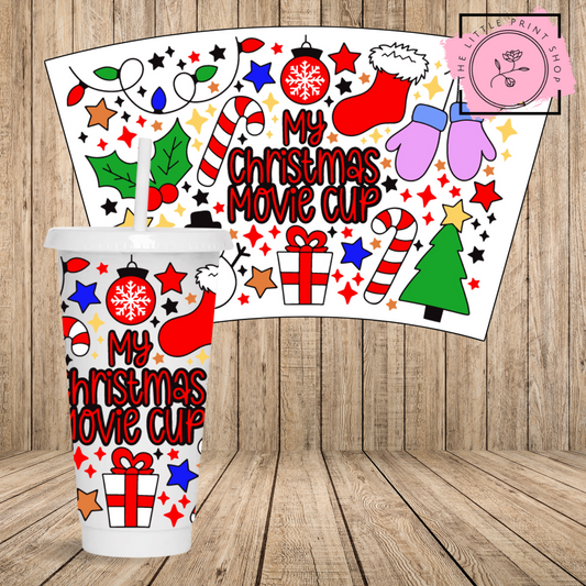 Christmas Movie Cup - 24oz Printed UV DTF Wrap