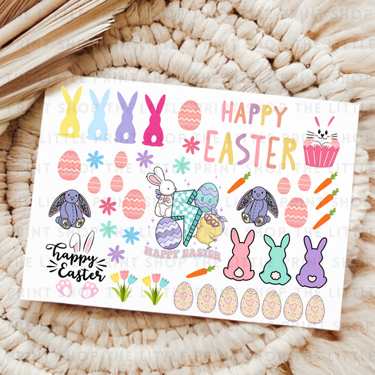 Pastel Happy Easter - UV DTF 8x6 Decal Sheet