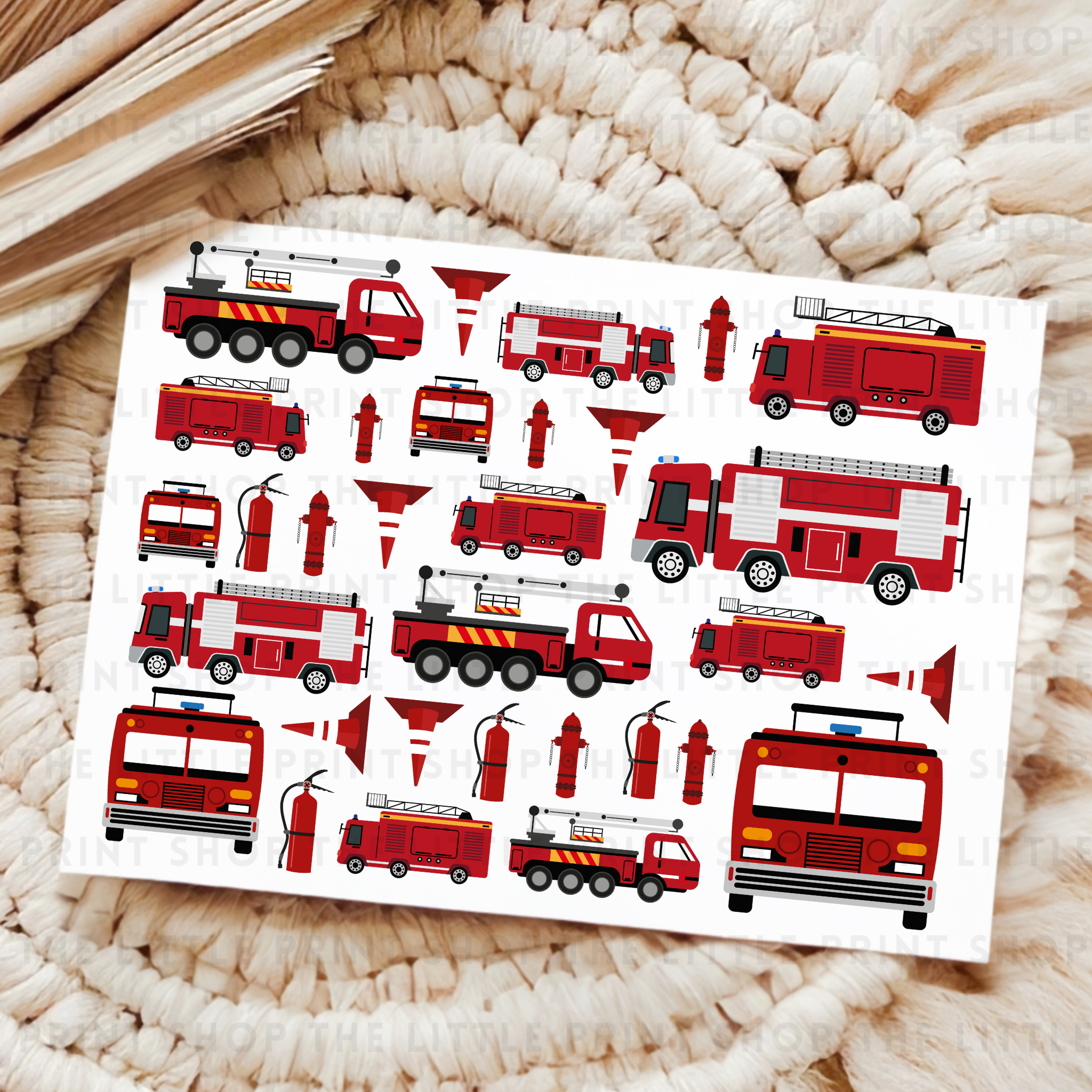 Code R Decals Fire Engine Fire Engines - UV DTF 8x6 Decal Sheet – Little Print Shop