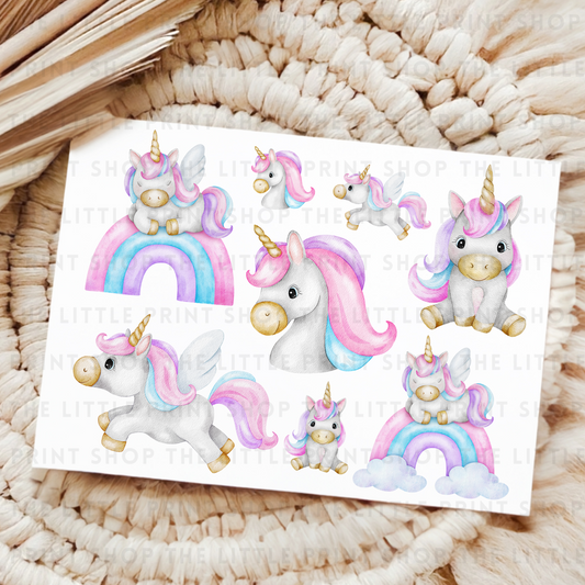 Unicorn Sheet #1 - UV DTF 8x6 Decal Sheet