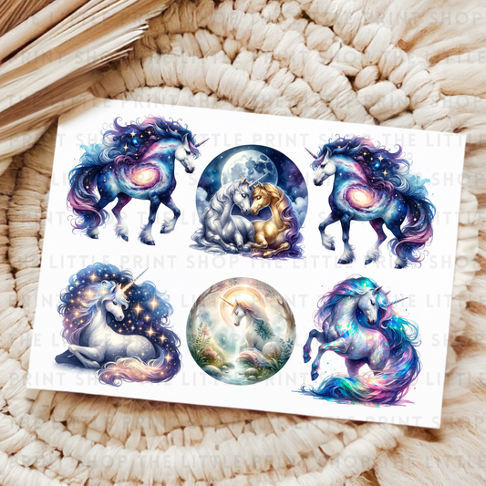 Midnight Unicorns - UV DTF 8x6 Decal Sheet