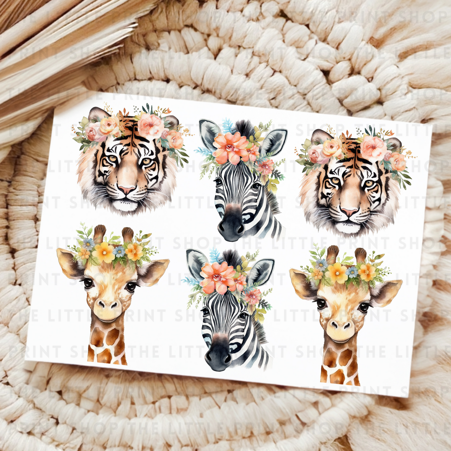 Giraffe Floral - UV DTF 8x6 Decal Sheet