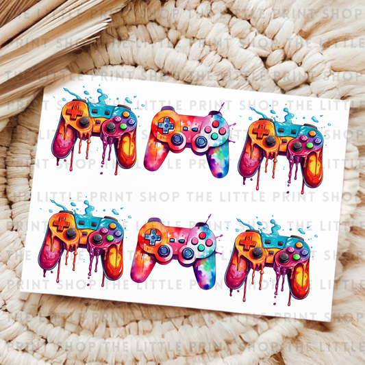 Paint Drip Controllers - UV DTF 8x6 Decal Sheet