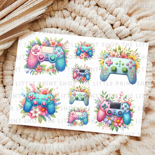 Floral Controllers - UV DTF 8x6 Decal Sheet