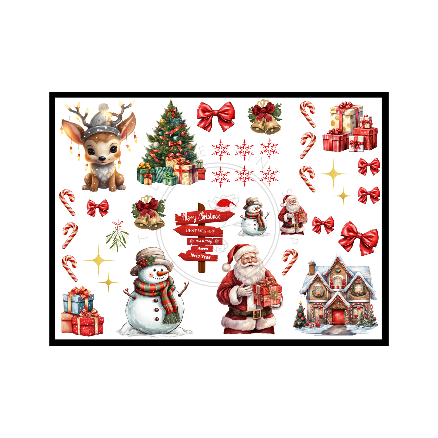 UV DTF 8x6 Christmas Decal Sheet