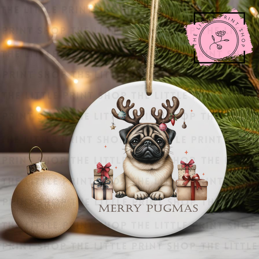 Merry Pugmas - UV DTF Bauble Decal