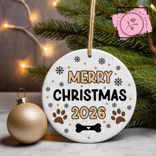 Merry Christmas Paws - UV DTF Bauble Decal