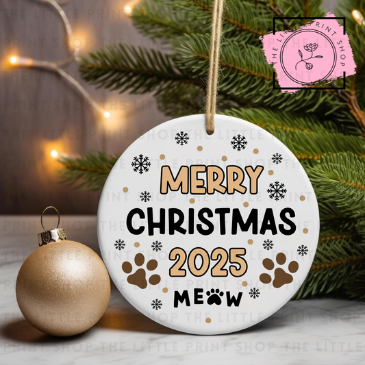 Merry Christmas Meow - UV DTF Bauble Decal