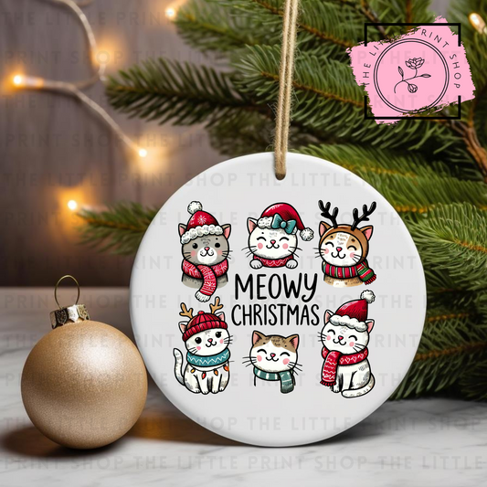 Meowy Christmas - UV DTF Bauble Decal