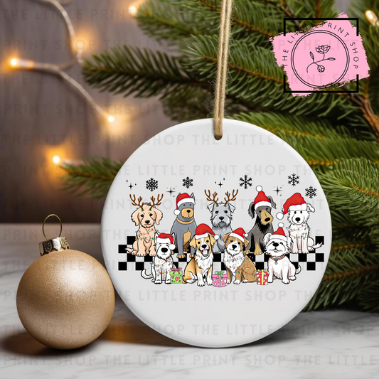 Festive Dogs - UV DTF Bauble Decal