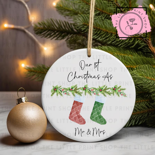 First Christmas Mr & Mrs - UV DTF Bauble Decal