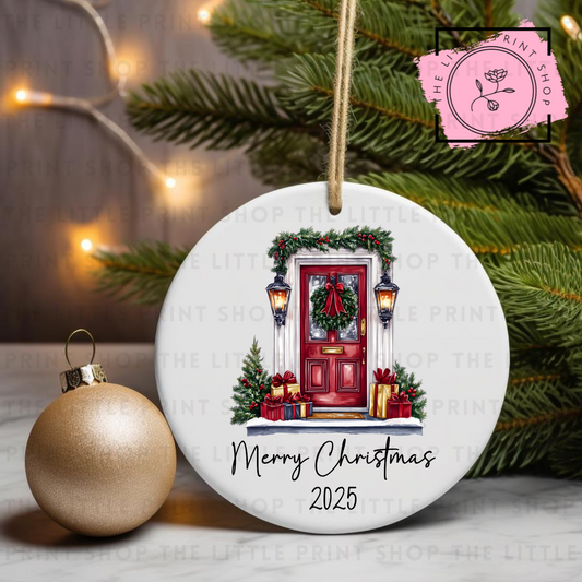 Merry Christmas 2025 Red Door - UV DTF Bauble Decal