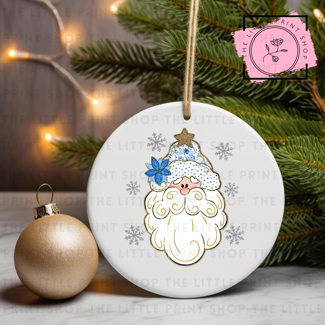 Blue Santa - UV DTF Bauble Decal
