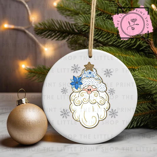 Blue Santa - UV DTF Bauble Decal