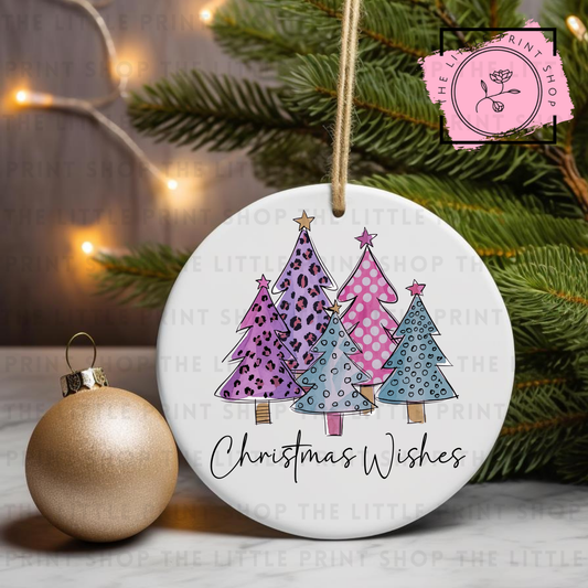 Christmas Wishes Purple Trees - UV DTF Bauble Decal