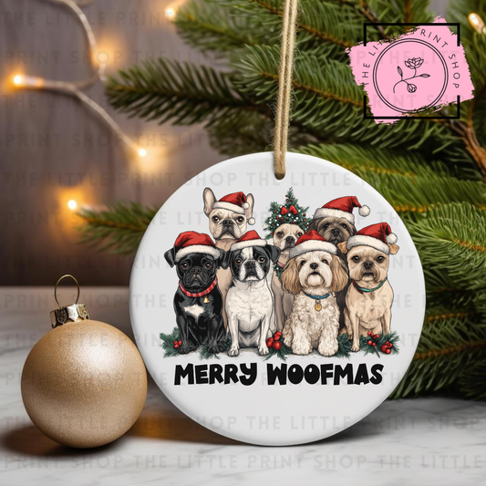 Merry Woofmas Dog Gang - UV DTF Bauble Decal