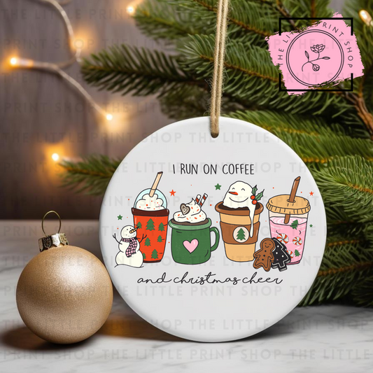 Run On Coffee - UV DTF Bauble Decal