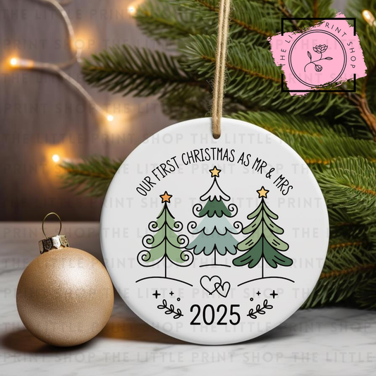 Our First Christmas Mr & Mrs - UV DTF Bauble Decal