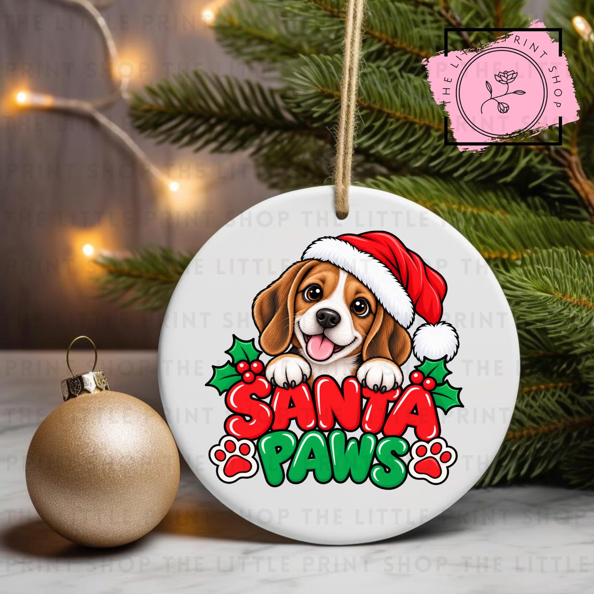 Santa Paws - 31 Breeds - UV DTF Bauble Decal