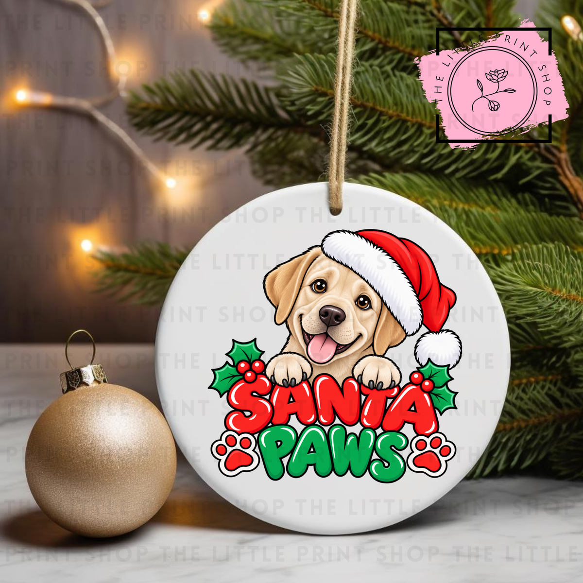 Santa Paws - 31 Breeds - UV DTF Bauble Decal