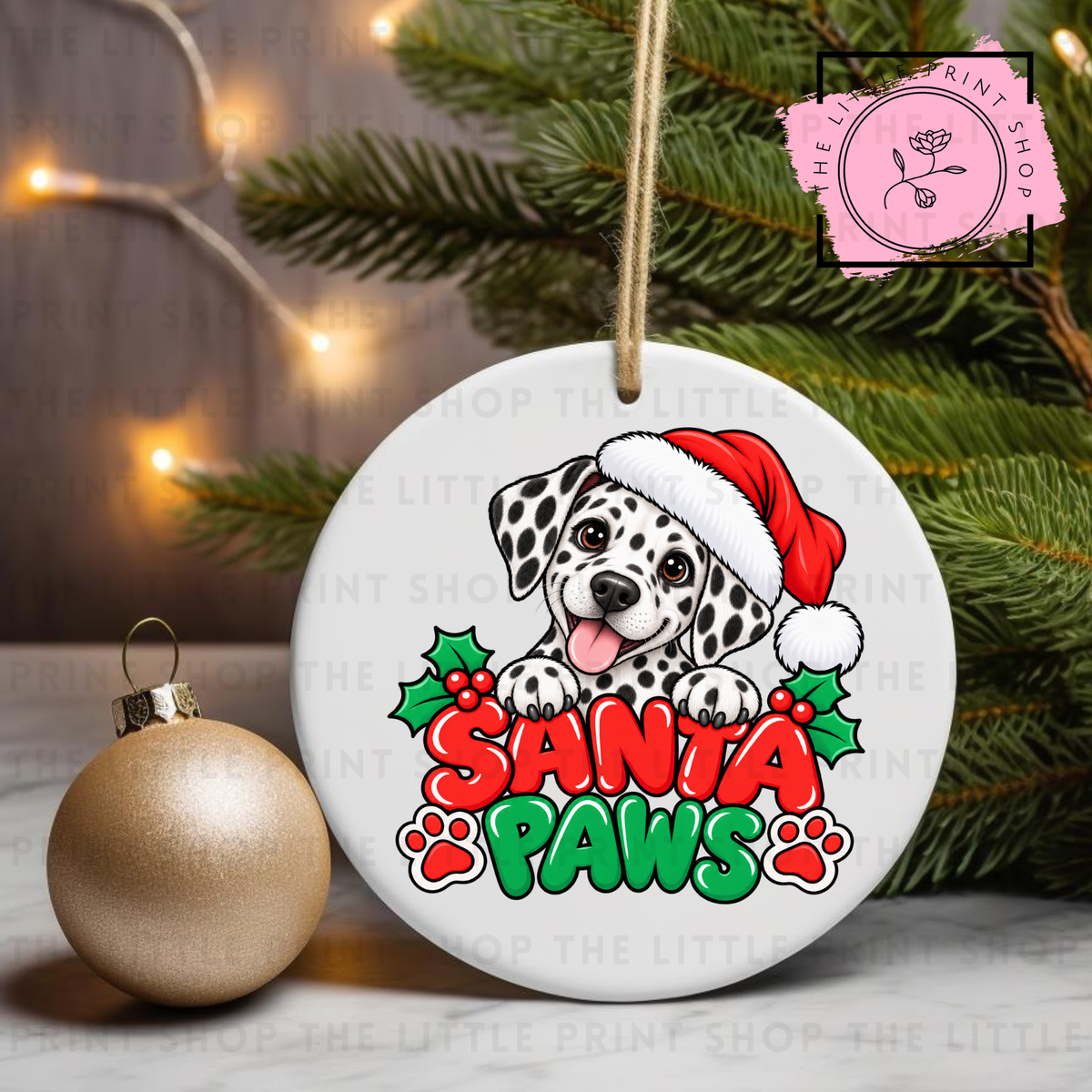 Santa Paws - 31 Breeds - UV DTF Bauble Decal
