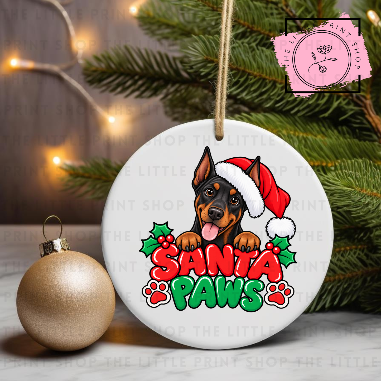 Santa Paws - 31 Breeds - UV DTF Bauble Decal