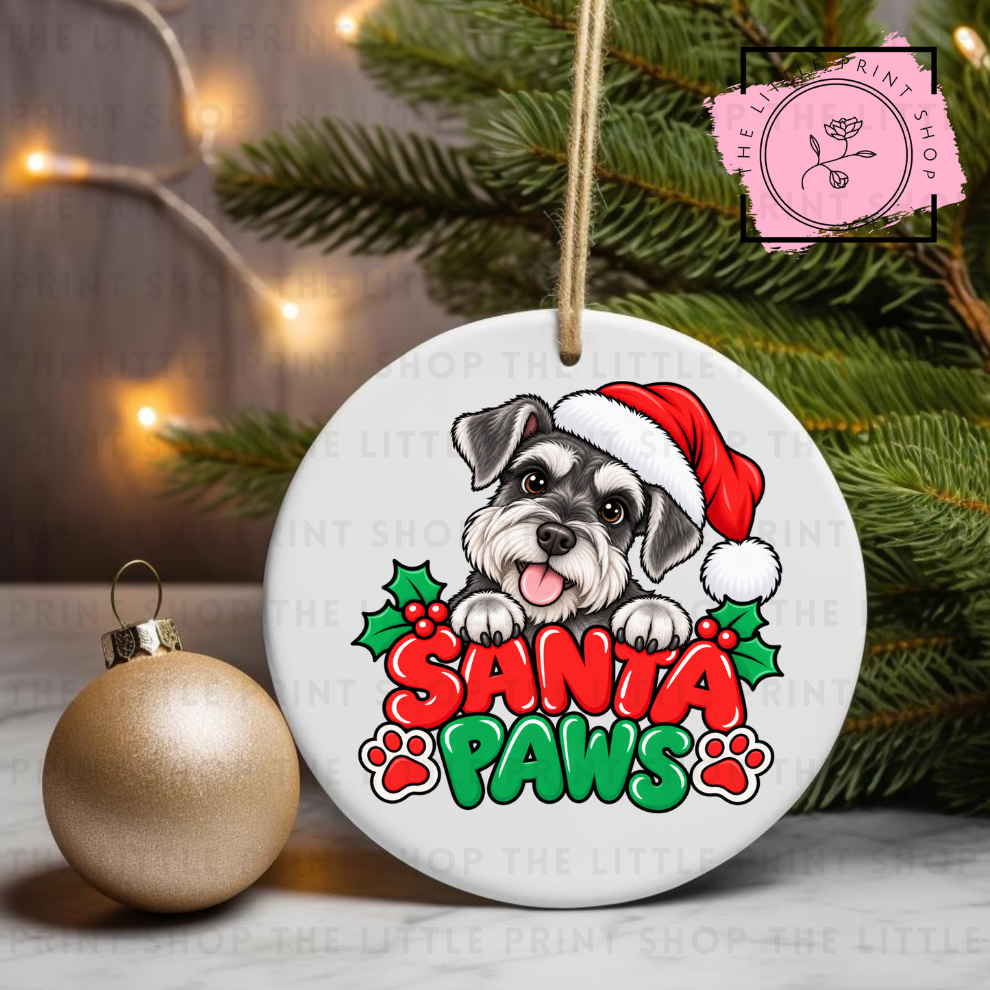 Santa Paws - 31 Breeds - UV DTF Bauble Decal