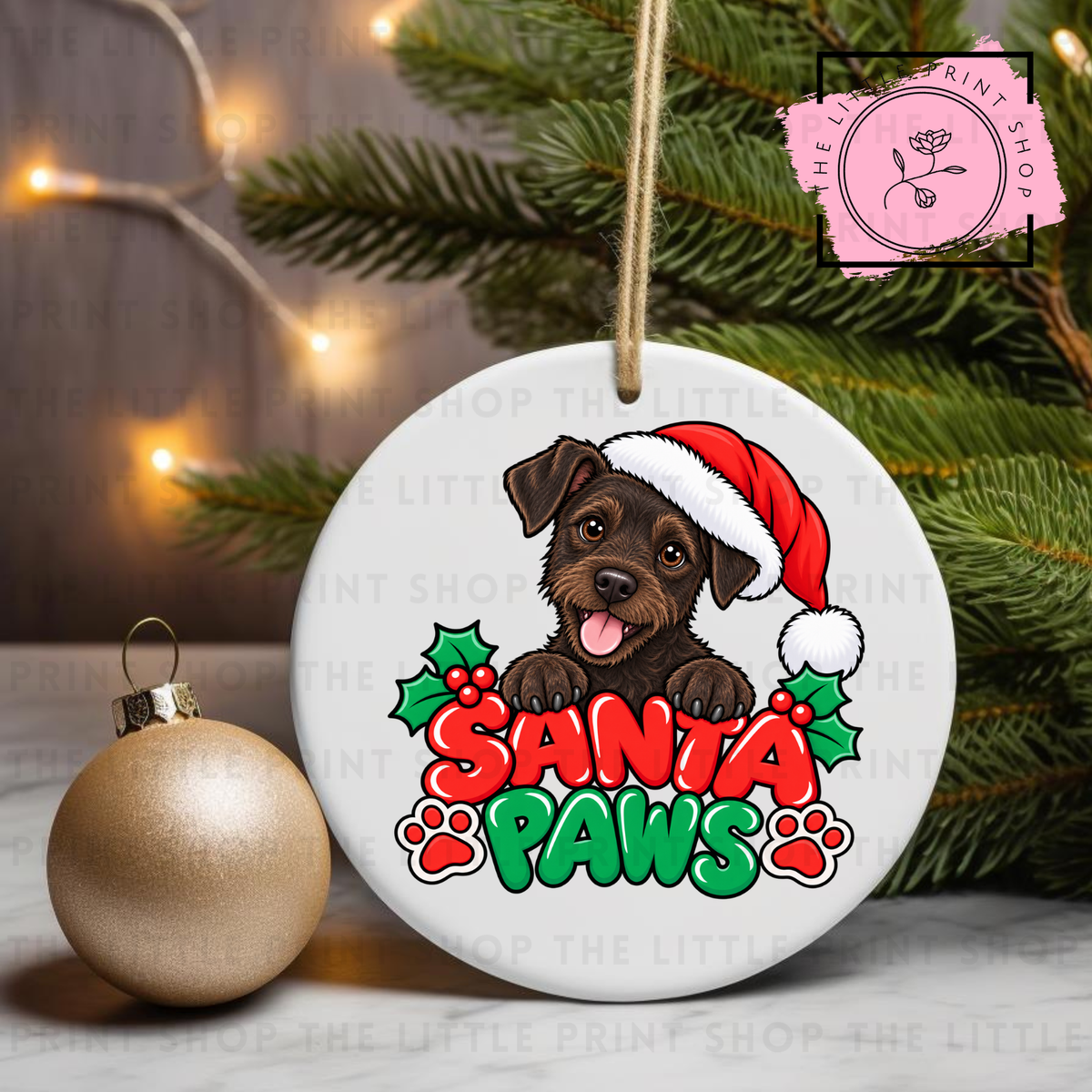 Santa Paws - 31 Breeds - UV DTF Bauble Decal