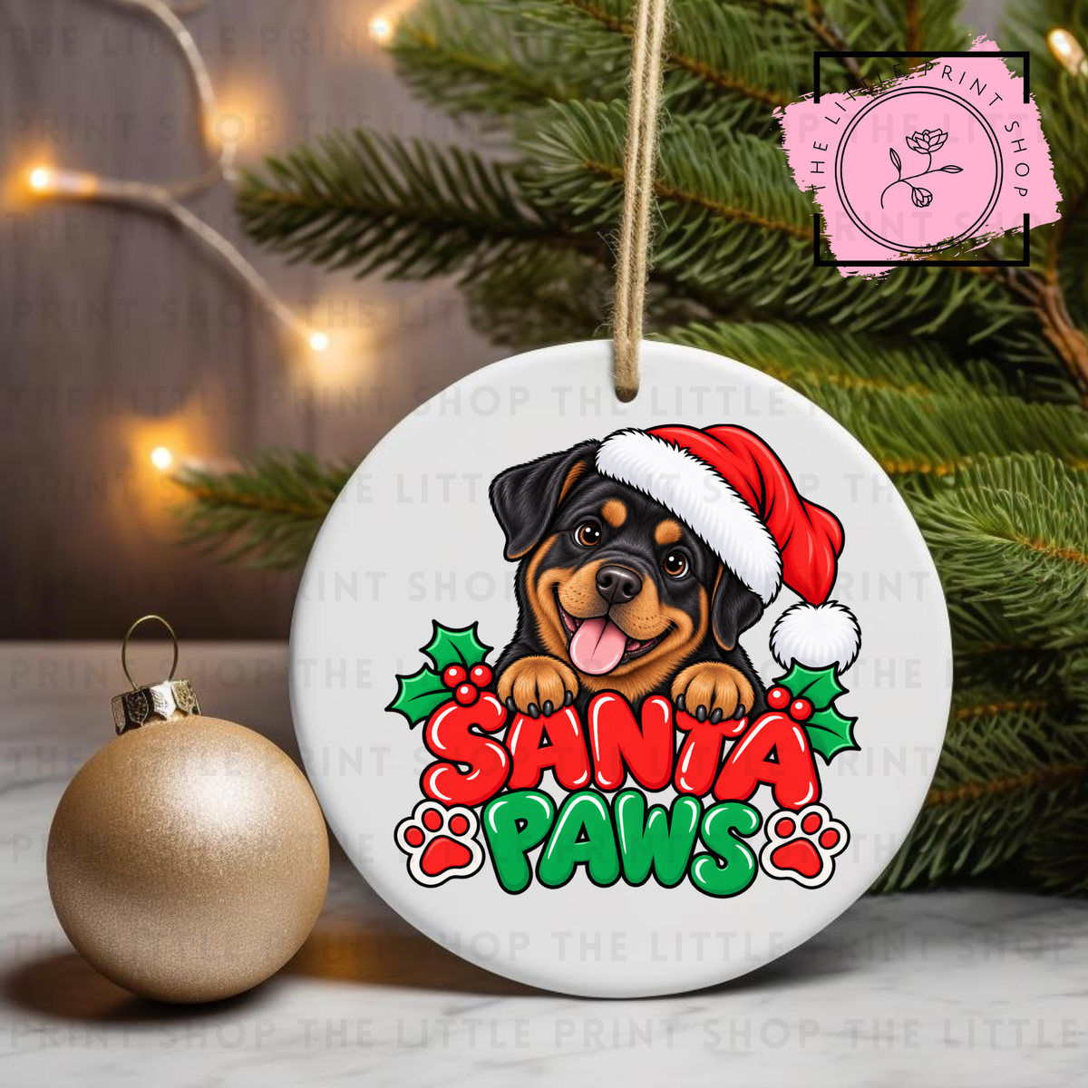 Santa Paws - 31 Breeds - UV DTF Bauble Decal