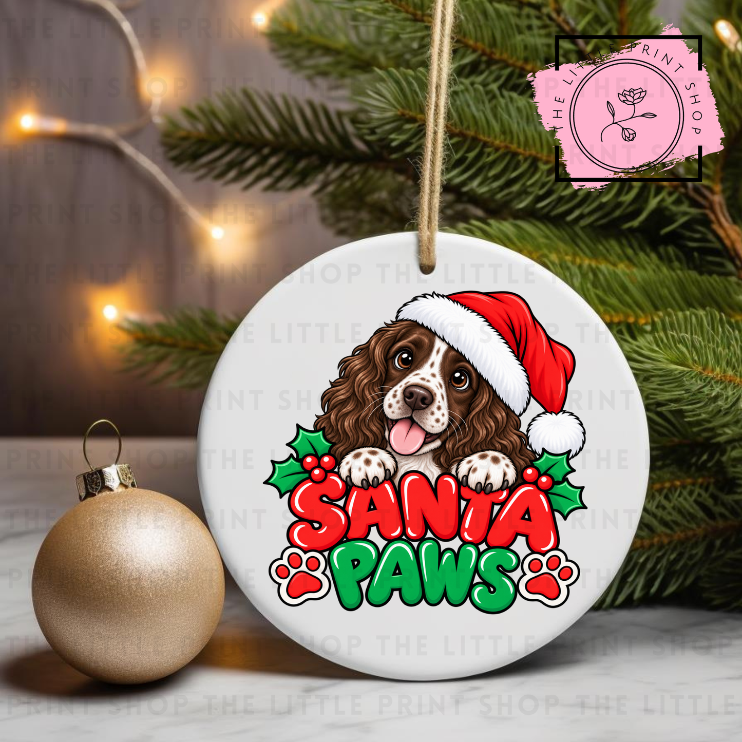 Santa Paws - 31 Breeds - UV DTF Bauble Decal