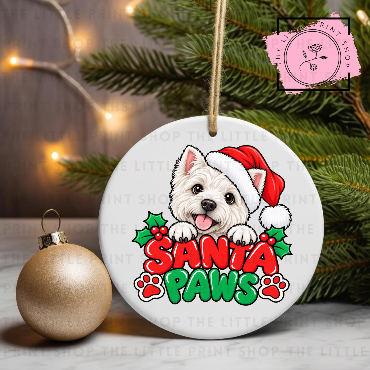 Santa Paws - 31 Breeds - UV DTF Bauble Decal