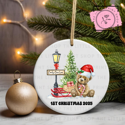1st Christmas 2025 Bear - UV DTF Bauble Decal
