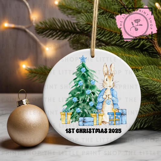 1st Christmas 2025 Rabbit - UV DTF Bauble Decal