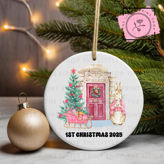 1st Christmas 2025 Rabbit - UV DTF Bauble Decal