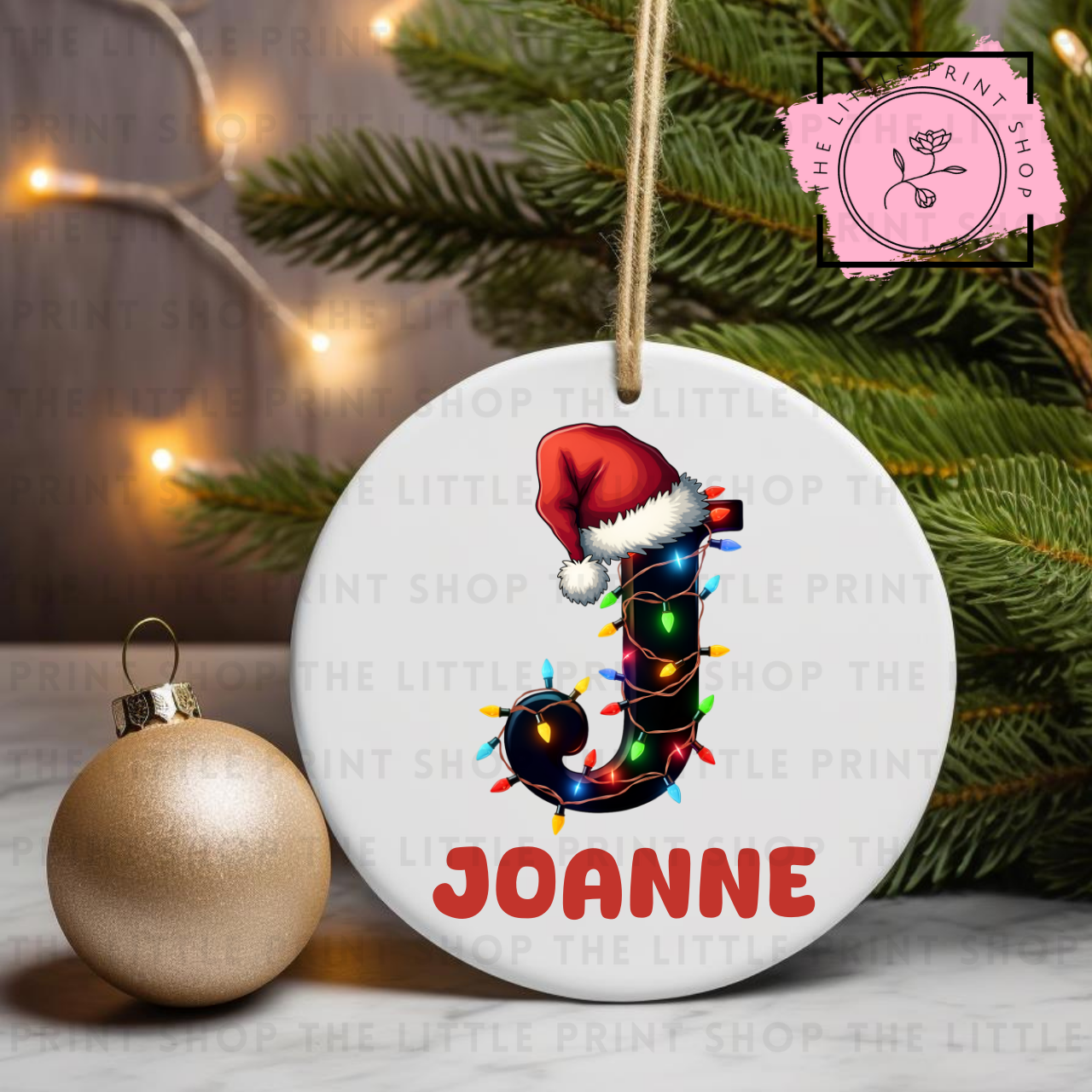 Christmas Initial - Pick from A - Z - UV DTF Bauble Decal