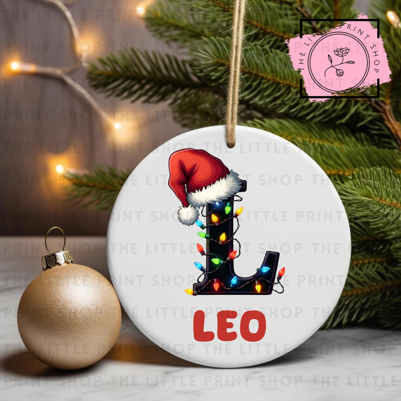 Christmas Initial - Pick from A - Z - UV DTF Bauble Decal