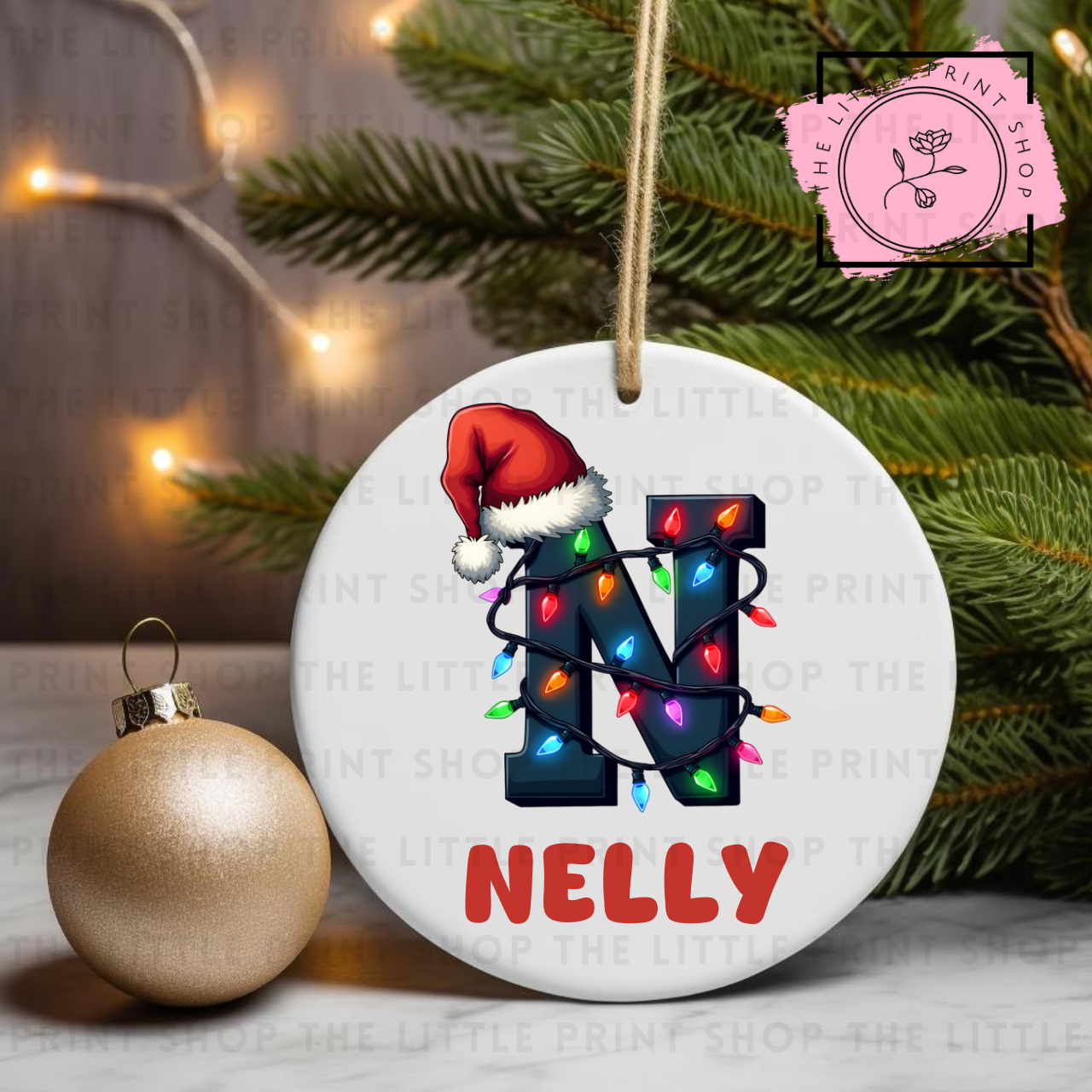 Christmas Initial - Pick from A - Z - UV DTF Bauble Decal