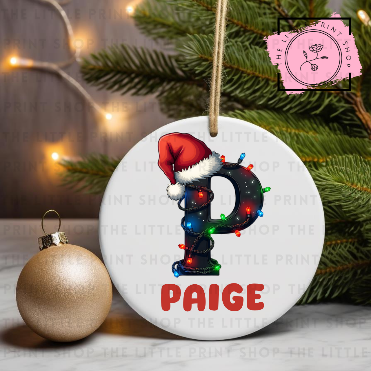 Christmas Initial - Pick from A - Z - UV DTF Bauble Decal