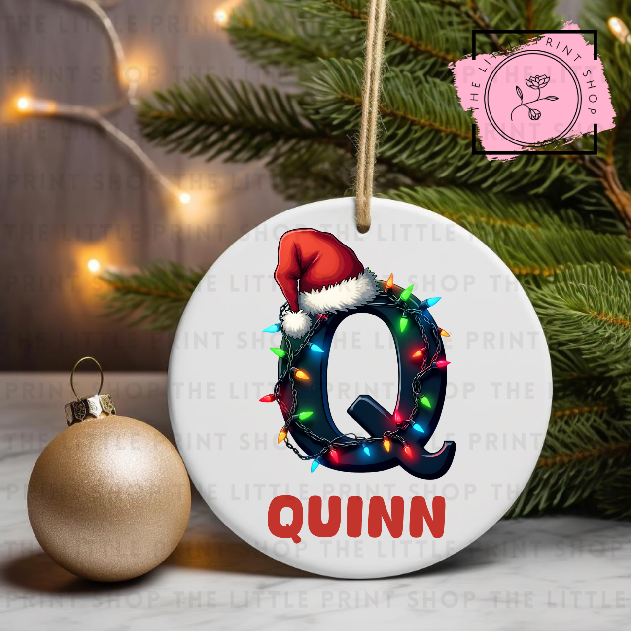 Christmas Initial - Pick from A - Z - UV DTF Bauble Decal