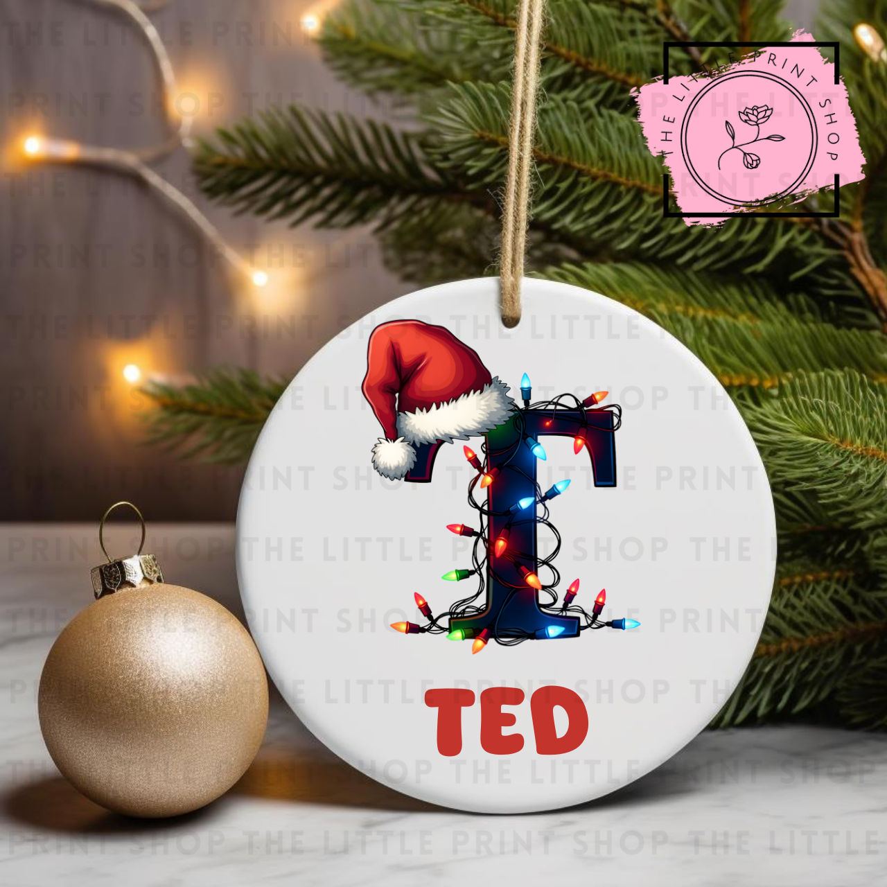 Christmas Initial - Pick from A - Z - UV DTF Bauble Decal