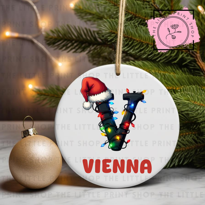 Christmas Initial - Pick from A - Z - UV DTF Bauble Decal