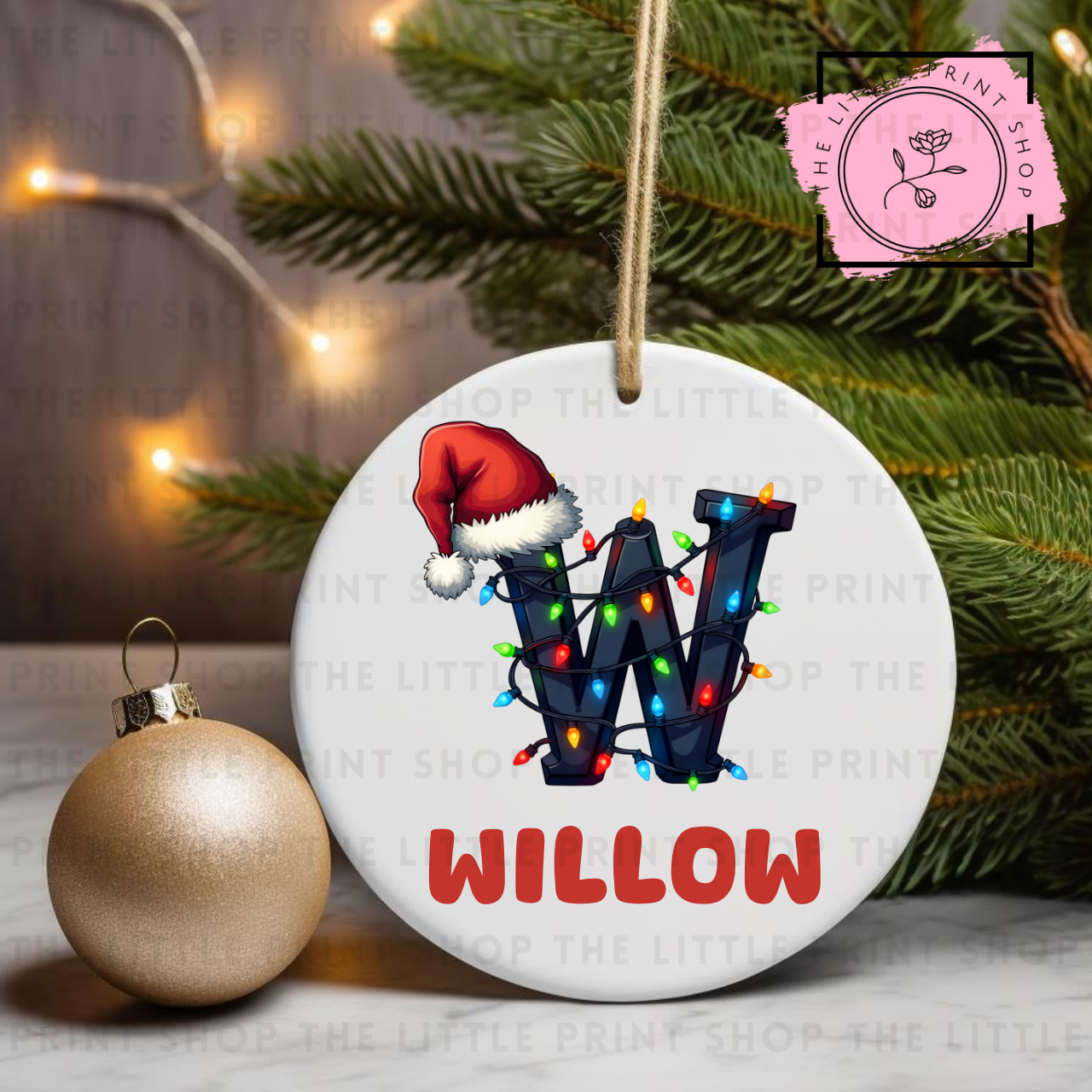 Christmas Initial - Pick from A - Z - UV DTF Bauble Decal